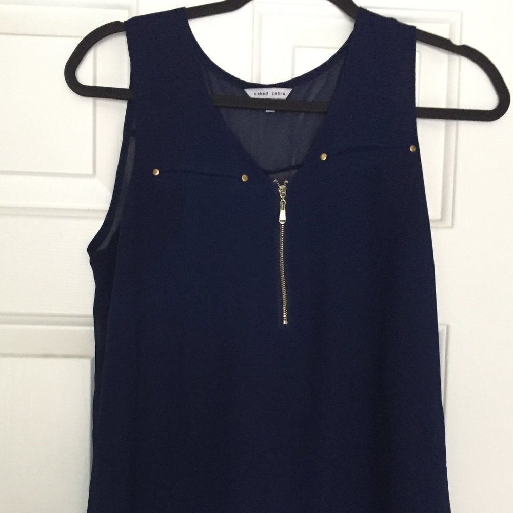 Navy Blue Tank Top With Zipper